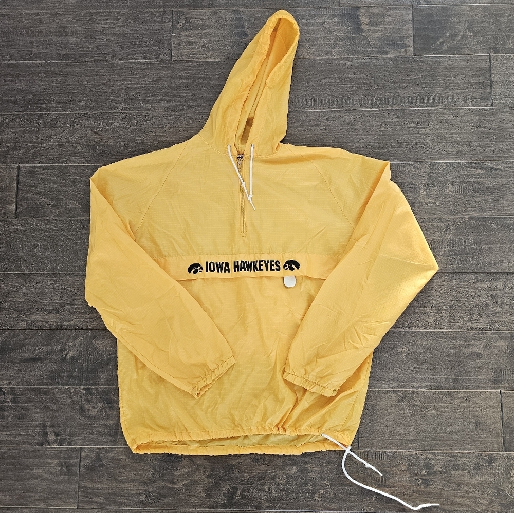 Vintage Unisex MVP Yellow Iowa Hawkeyes Lighweight Hooded Windbreaker